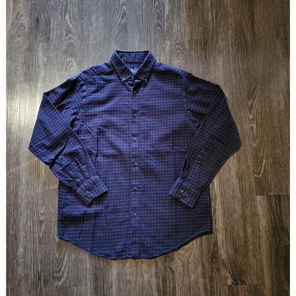 Hart Schaffner Marx 100% Cotton, Red and Navy Button Down Shirt Mens Medium - Picture 1 of 7